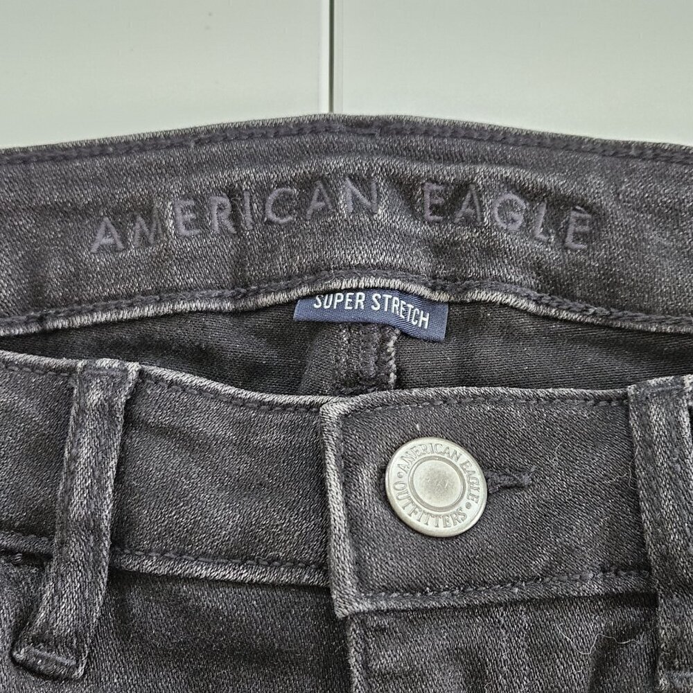 American Eagle Jean Womens US 8 Black High Rise Jeggings Stretch Studs Punk Goth - Picture 3 of 16
